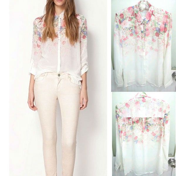 camisa floral de manga comprida