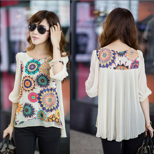 Blusa Floral plisada